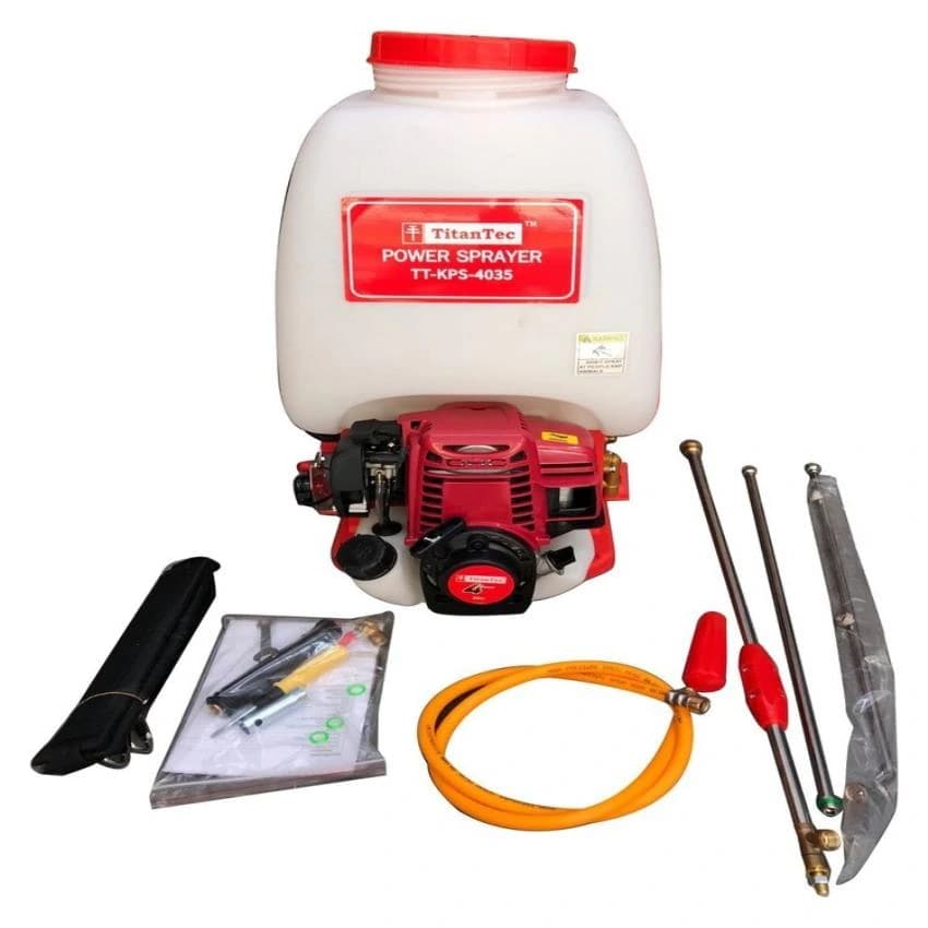 25L Plastic and Brass TitanTec 4 Stroke 35cc Knapsack Power Sprayer, Semi-Automatic