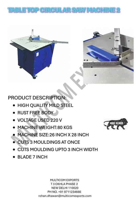 Table Top Circular Machine, Capacity: 1000 Frames, Cutting Blade Size: 12 Inch