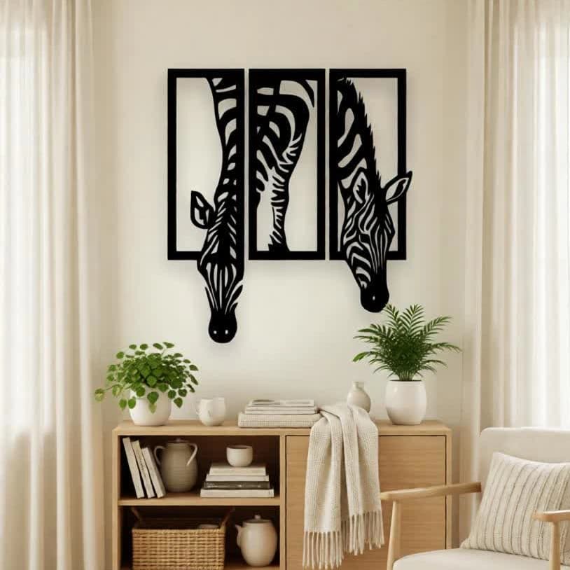 Zebra Trio CNC Metal Wall Art