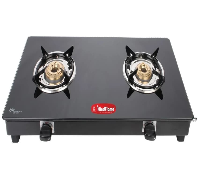 Hindflame 2B Crown Black Gas Stove, Glass