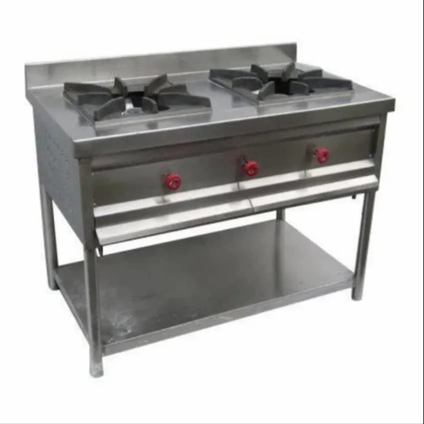 Silver Two Burner Commercial Gas Stove