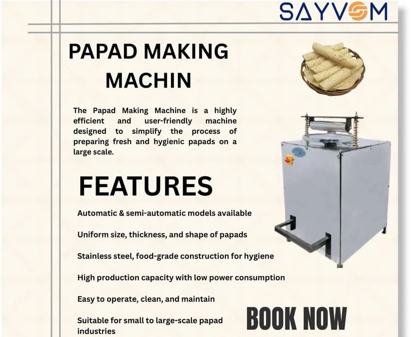 Semi Automatic Papad Making Machine (50-60kg Production Capacity)