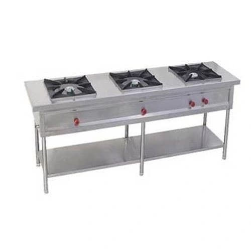 Three Burner Commercial Gas Stove, For Hotel and Restaurant