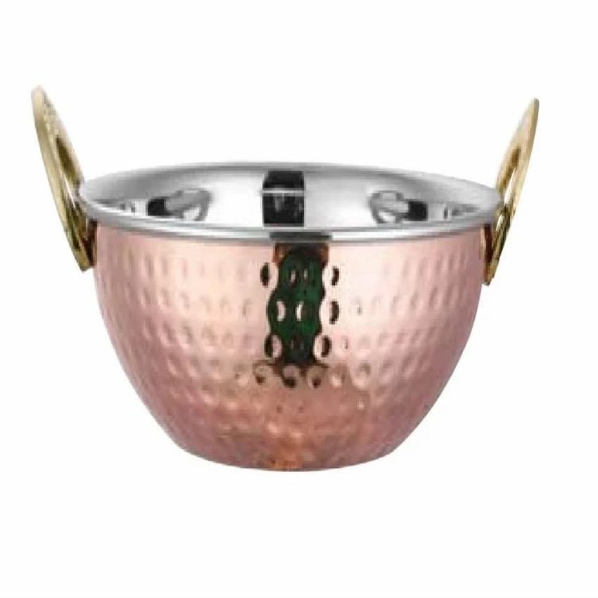 Round Copper Steel Hammered Kadhai, Capacity: 5 L, Size: 10inch (dia)
