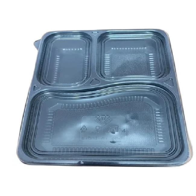 3 compartment meal tray black color in India