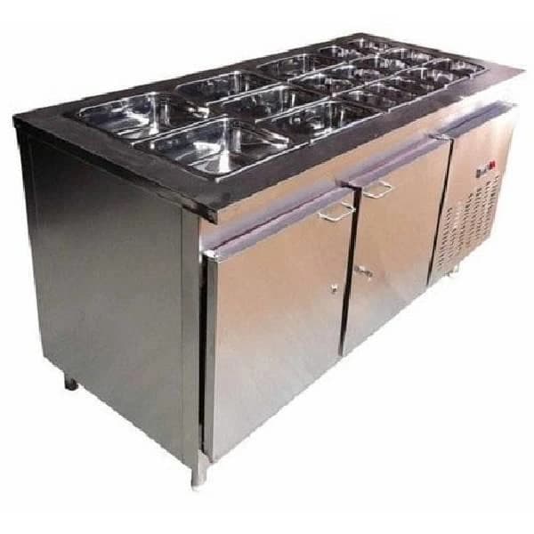 Stainless Steel Bain Marie With Under Counter Refrigerator For Commercial