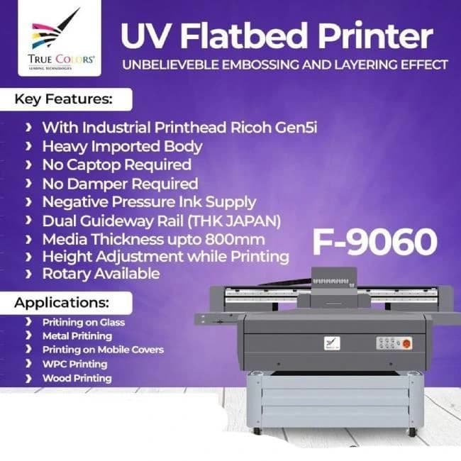 CMYK,W True Colors Mobile Cover Printer, Model Name/Number: SF-9060, Size: 900mm / 600mm