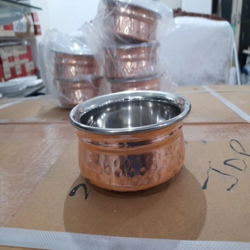 Round Copper Serving Handi, For Home, Capacity: 300 ml