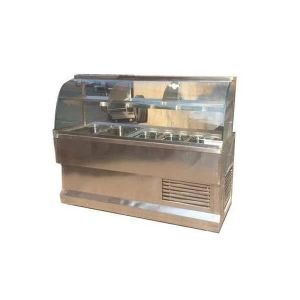 Curved Glass SS Chat Display Counter for Commercial