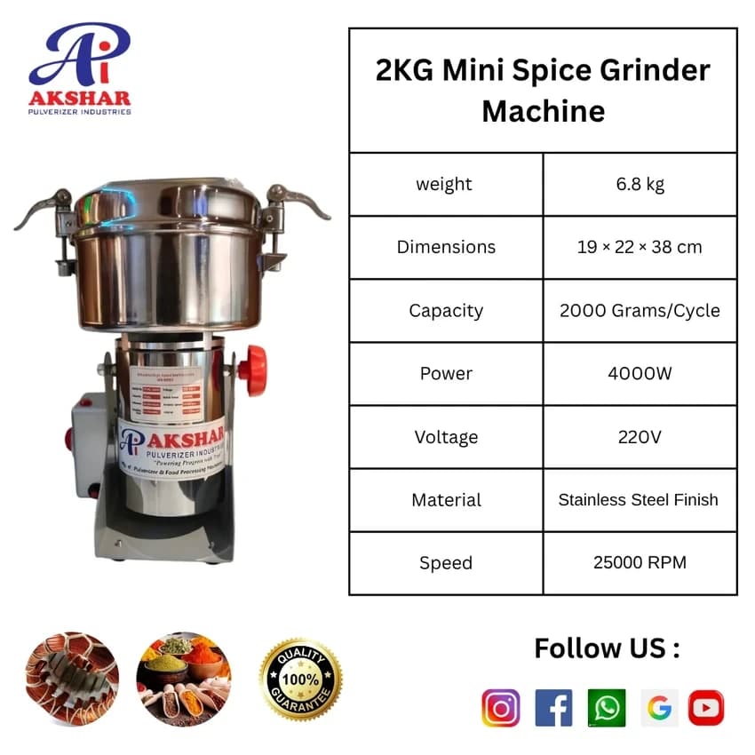 Mini Spices Mixers Cap 2kg/Cycle