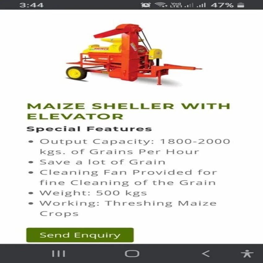Semi-Automatic Painted Maize Thrasher, For Agriculture, 1800-2000 kg Grains Per Hour