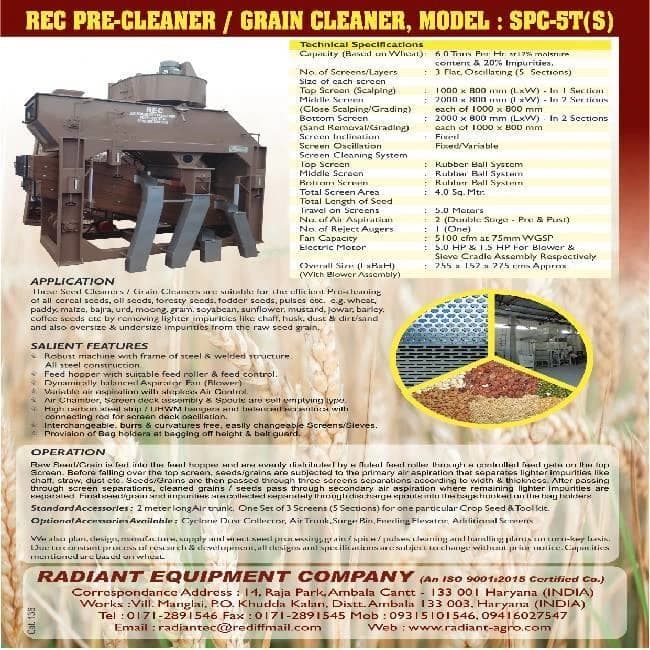 REC PRE-CLEANER / GRAIN CLEANER, MODEL : SPC-5T(S)
