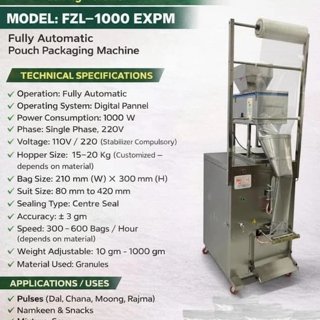 TEA PACKAGING MACHINE 10-1000 GM