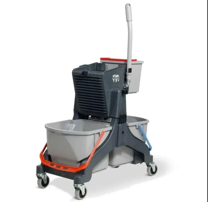 Charnock FRP Double Bucket Mop Wringer Trolley, Bucket Capacity: 32 Liters, Down press MMT 1616 G