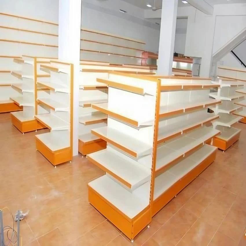 SS Free Standing Unit Double Sided Gondola Storage Racks, 5 Shelves, Size: 5x3 Feet