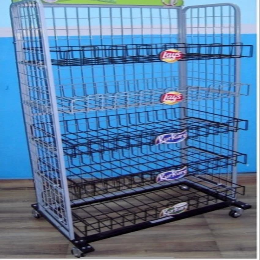 Free Standing Unit Mild Steel Wire Mesh Display Racks
