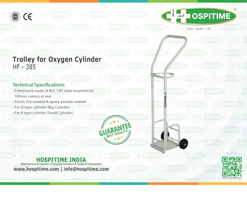 Mild Steel Hospitime Oxygen Cylinder Trolley - Small For B Type & Big For D Type, For Hospital