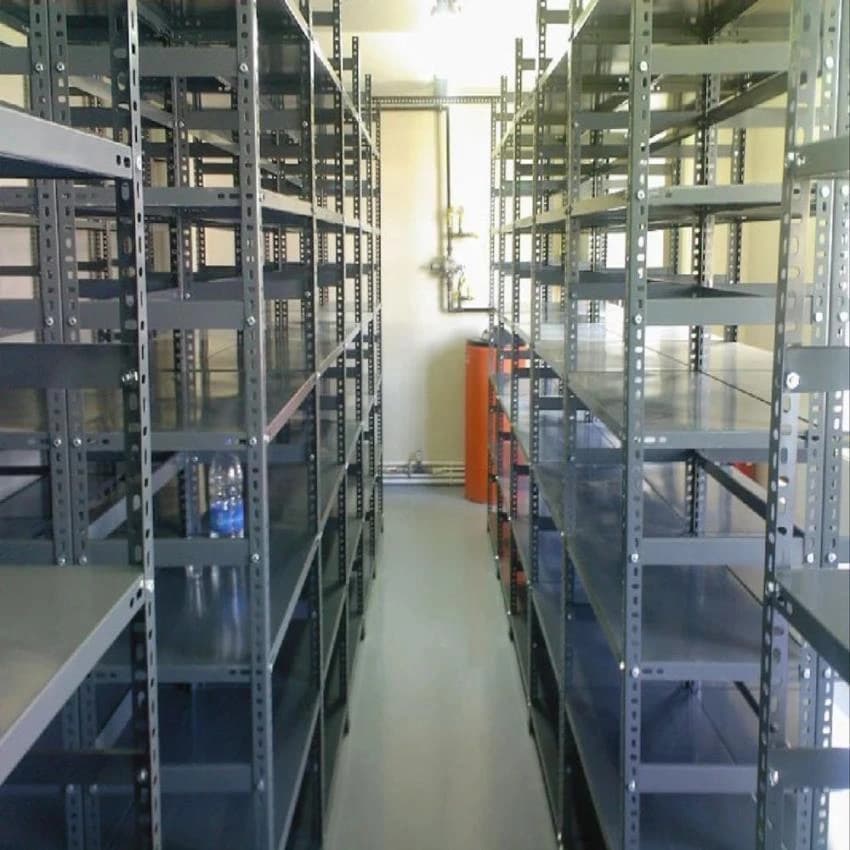 Stainless Steel Gray Slotted Two Angle Rack for Warehouse
