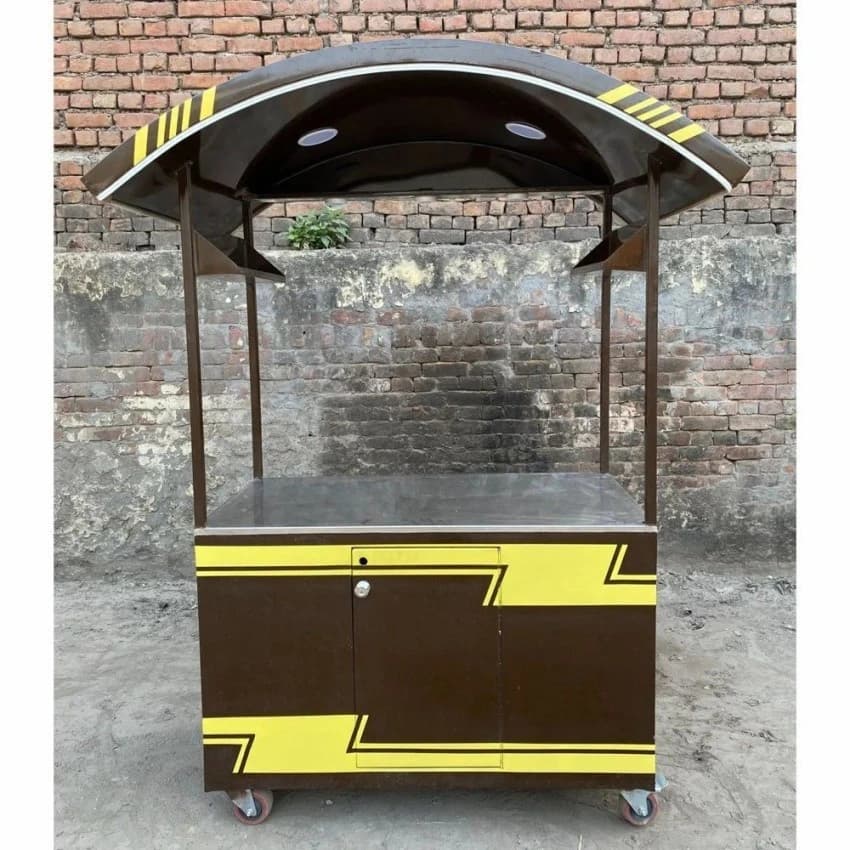 Stainless Steel Red And Yellow (Base Color) 4 Wheel Fast Food Cart, Load Capacity: 100 kg