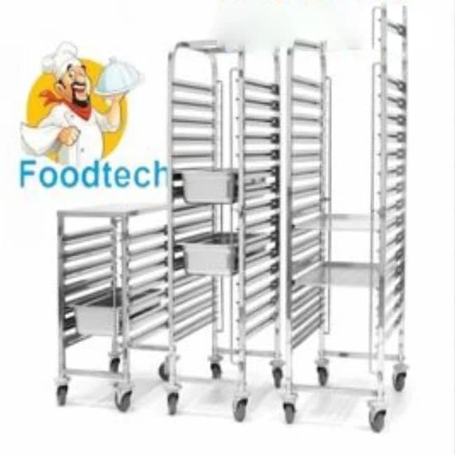Stainless Steel Tray Rack Trolley