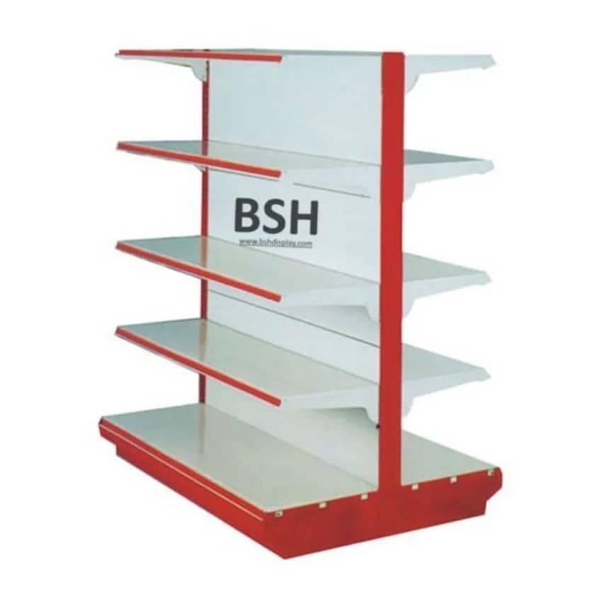 Double-Sided Gondola Super Market Display Racks (3ft L x 5ft H) - 5 Shelves (Upto 40kg/Shelf)