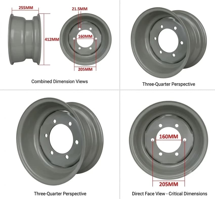 Wheel Rim 9.00 x 15.3 - 6 Stud (Fits tyre sizes - 10.0 x 15.3, 11.5 x 15.3, 12.5 x 15.3.)