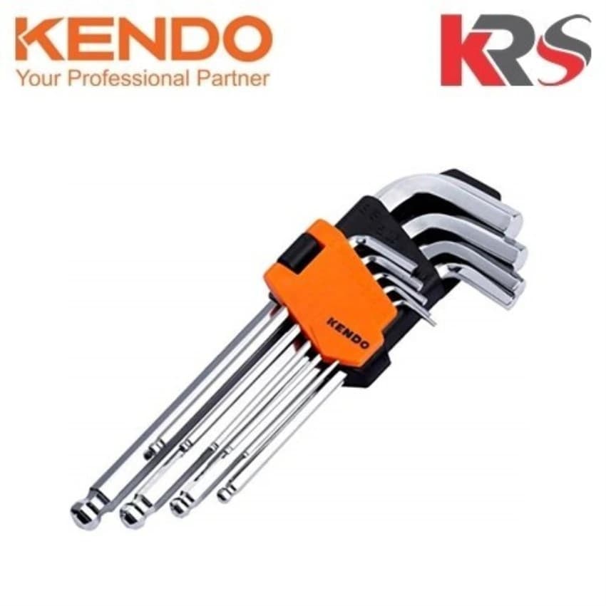 KENDO 9 Pcs Hex Key/Allen Key Set, Size: 1.5-10 Mm