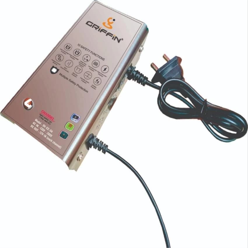 Optivision 4 Channel CCTV Power Supply, Output Voltage: Dc : 12v -1amp. On Each Port, Input Voltage: Ac : 130v - 285vac