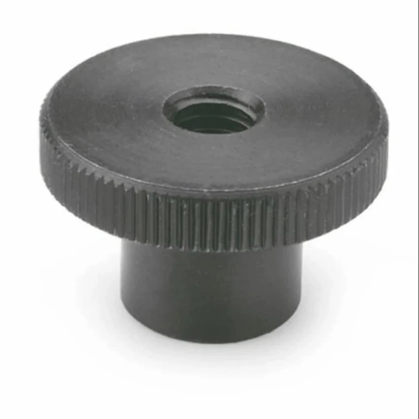 Black Oxide Finish High Knurled Nuts with Collar - DIN 466, Grade: 12.9, Size: M4-M10