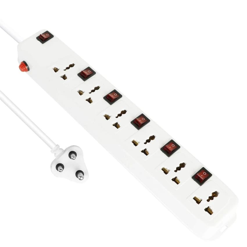 FEDUS 4M 6 Socket 6 Switch Extension Board Surge Protector Spike Guard Power Strip with Switches