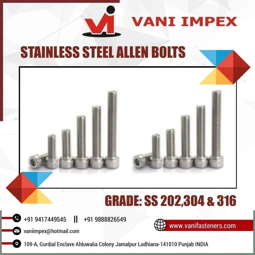 Socket Head SS 304 Allen Bolt, Diameter: M 6 TO M 24