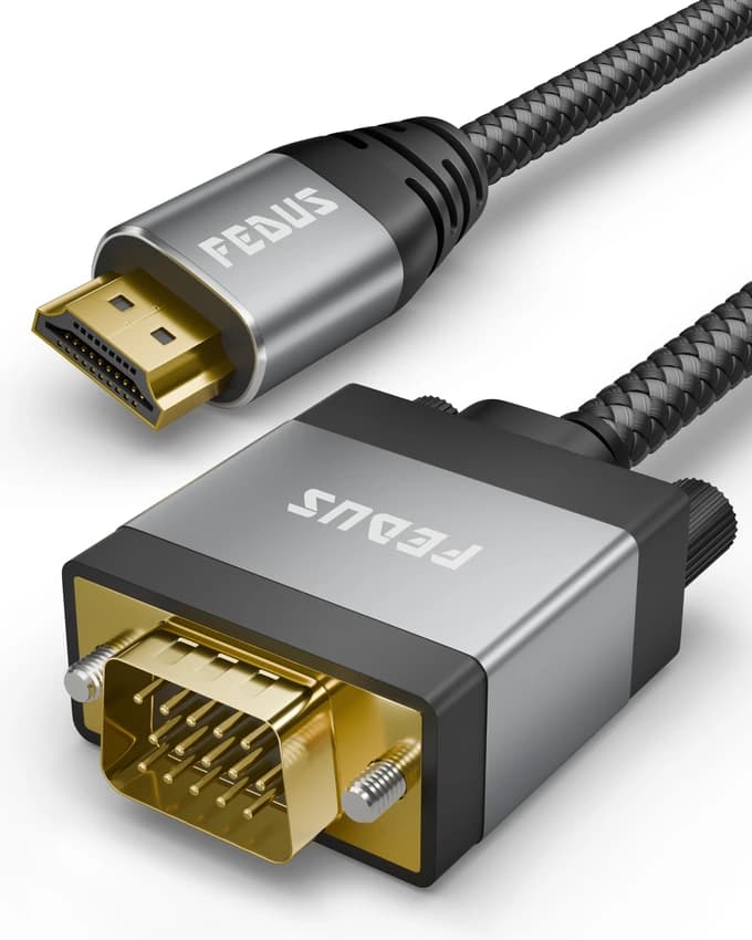 FEDUS HDMI to VGA Cable 1M 1080P60Hz Male to Male for PC, Laptop, Monitor, Projector, HDTV