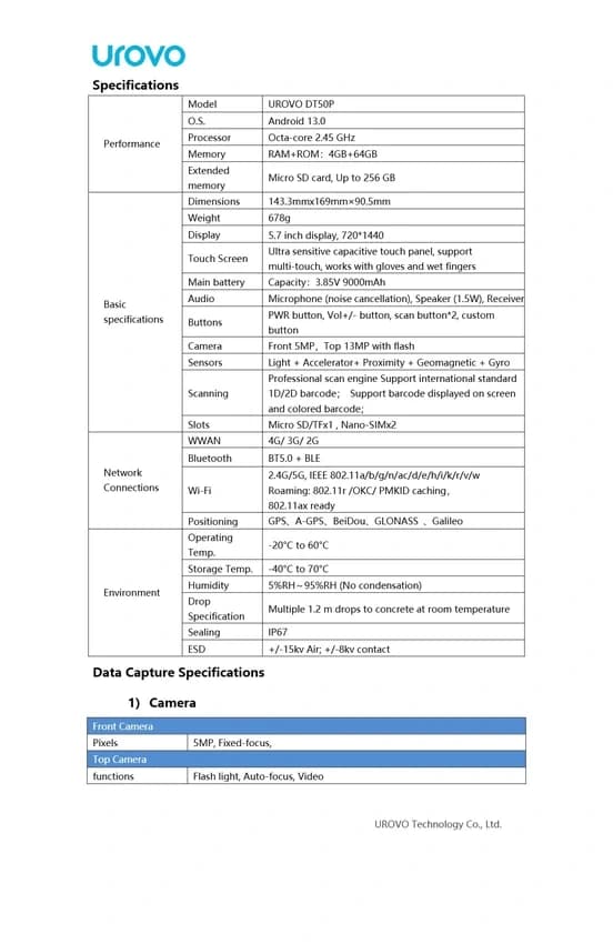 Urovo Dt50p Rfid Handheld Terminals - Automatic Grade: Semi Automatic, Bluetooth