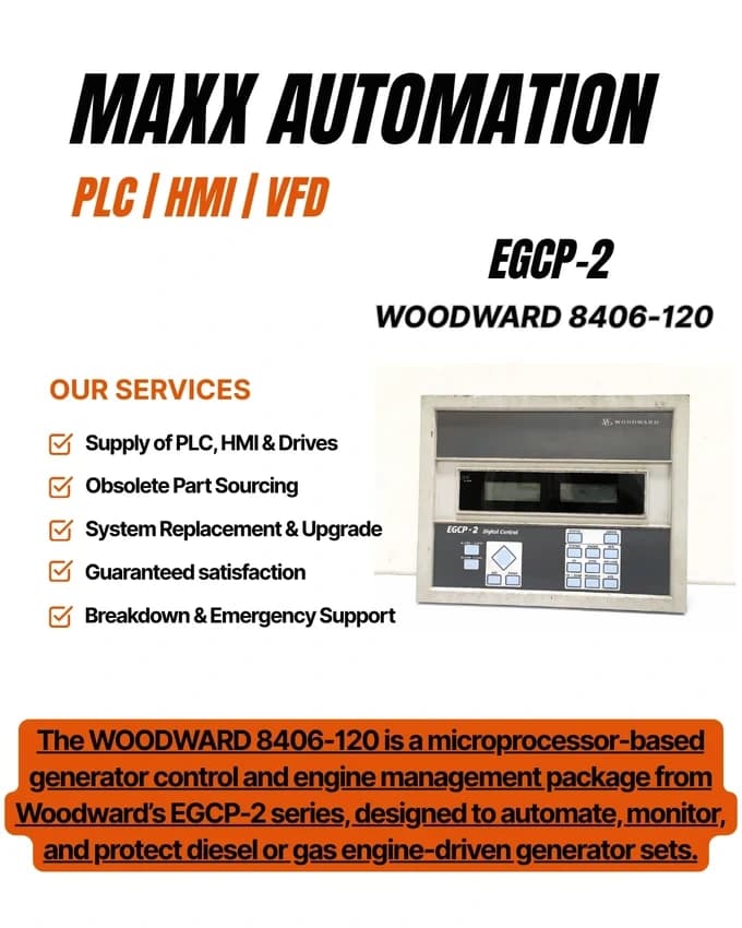 WOODWARD EGCP-2 Generator Control Panel with 8406-120 Speed Control Module