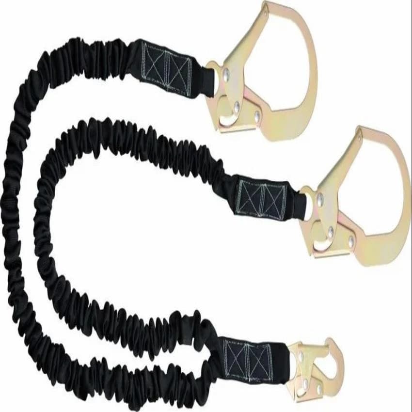 YELLOW AND BLACK Revolta Forked Fall Arrest Lanyard with Rebar Hook