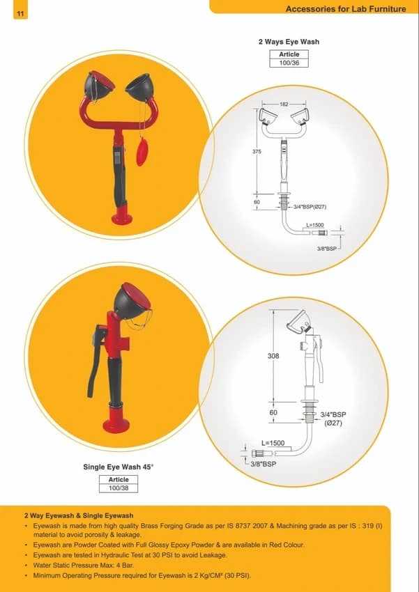Single and Double Way Eye Wash, For Safety