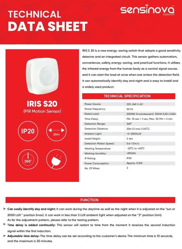 Sensinova Microwave Motion Sensor, 360 Degree