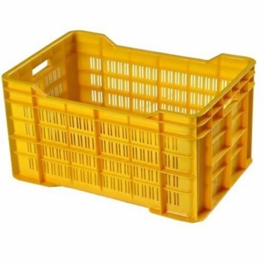 Rectangular Yellow 40Kg Hdpe Crate, Capacity: 40 Kgs, Size: 540 X 360 X 290 mm