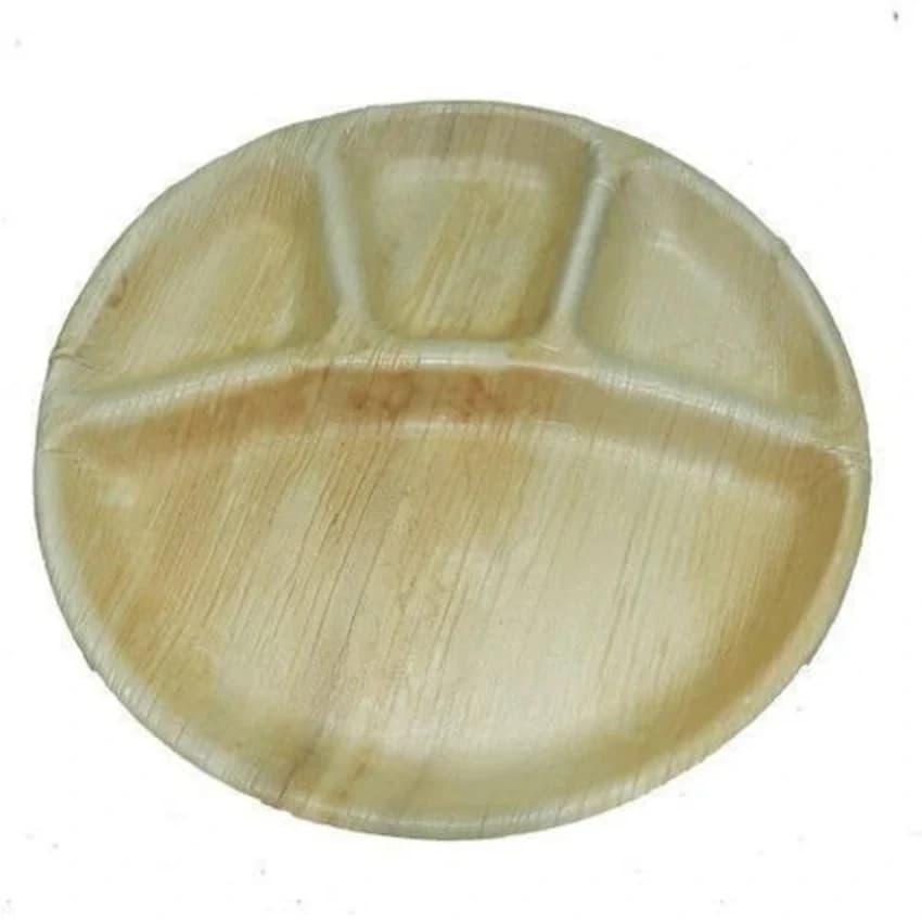 Brown 4 Compartment Areca Leaf Plate, Size: 3-10 Inches