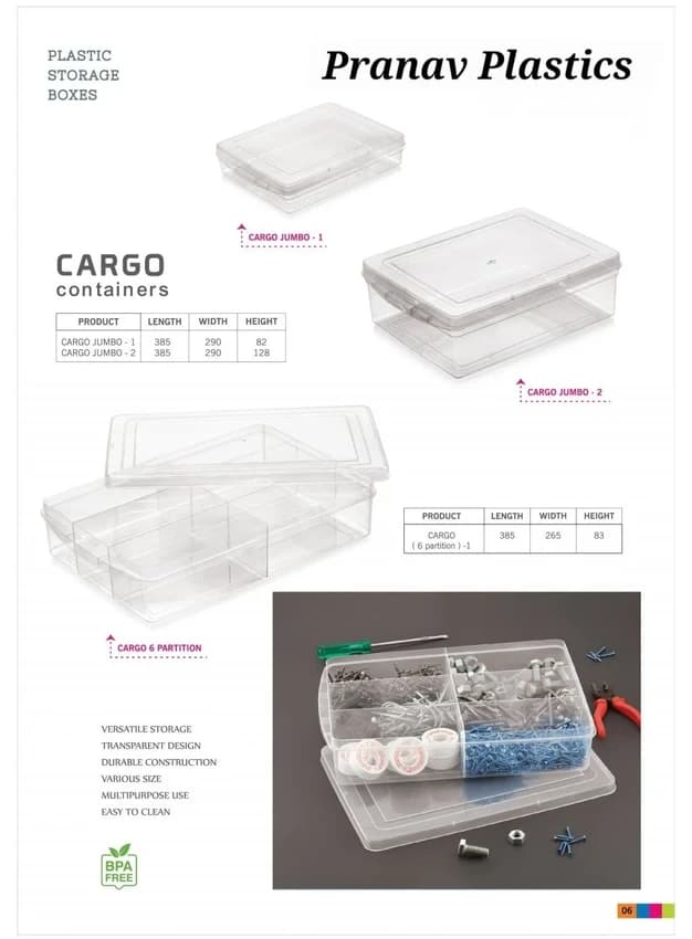 Transparent Plastic Box, 500 gm