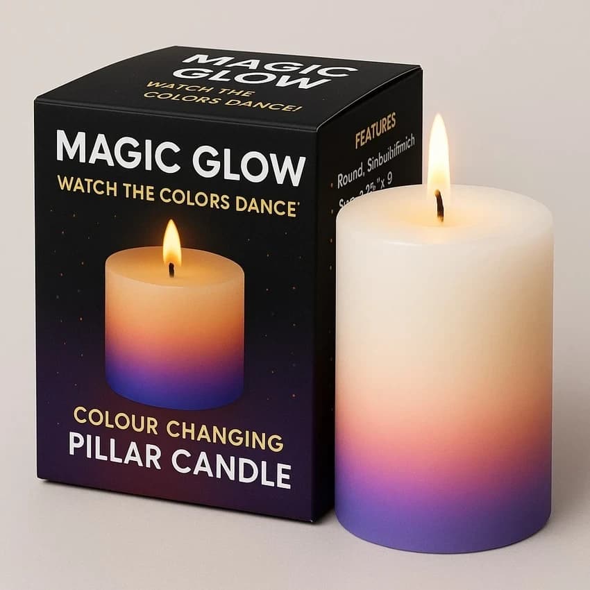 Multicolor AuraDecor Colour Changing pillar candle