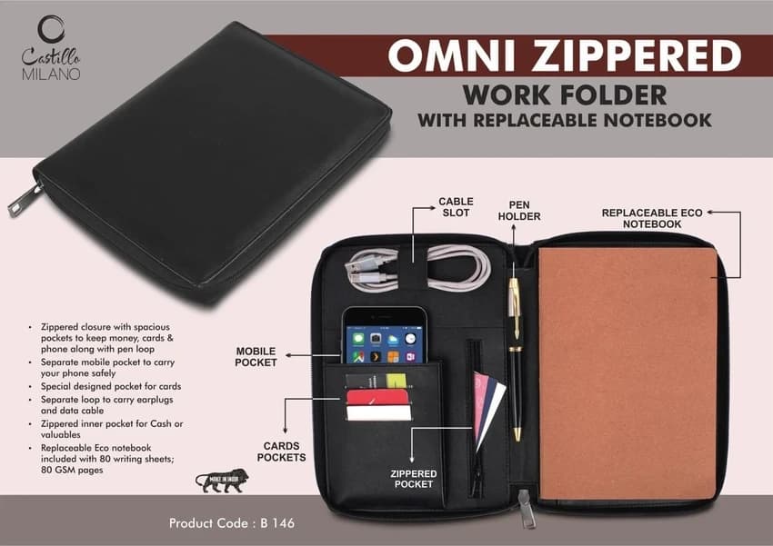 PU Leather Files Folders And Notebooks, Black, 28 x 11 x 24