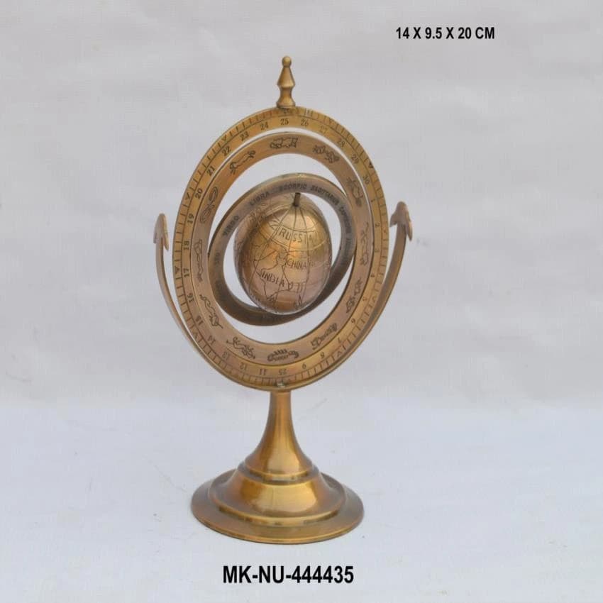 Brass Decorative Armillary Globe, 20 X 20 cm, Packaging Type: Corrugated Box