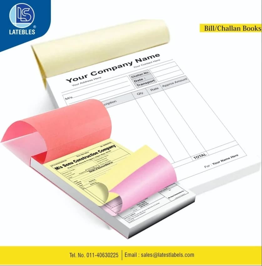 Multi Colour Printed Bill Book, Print Size: A4