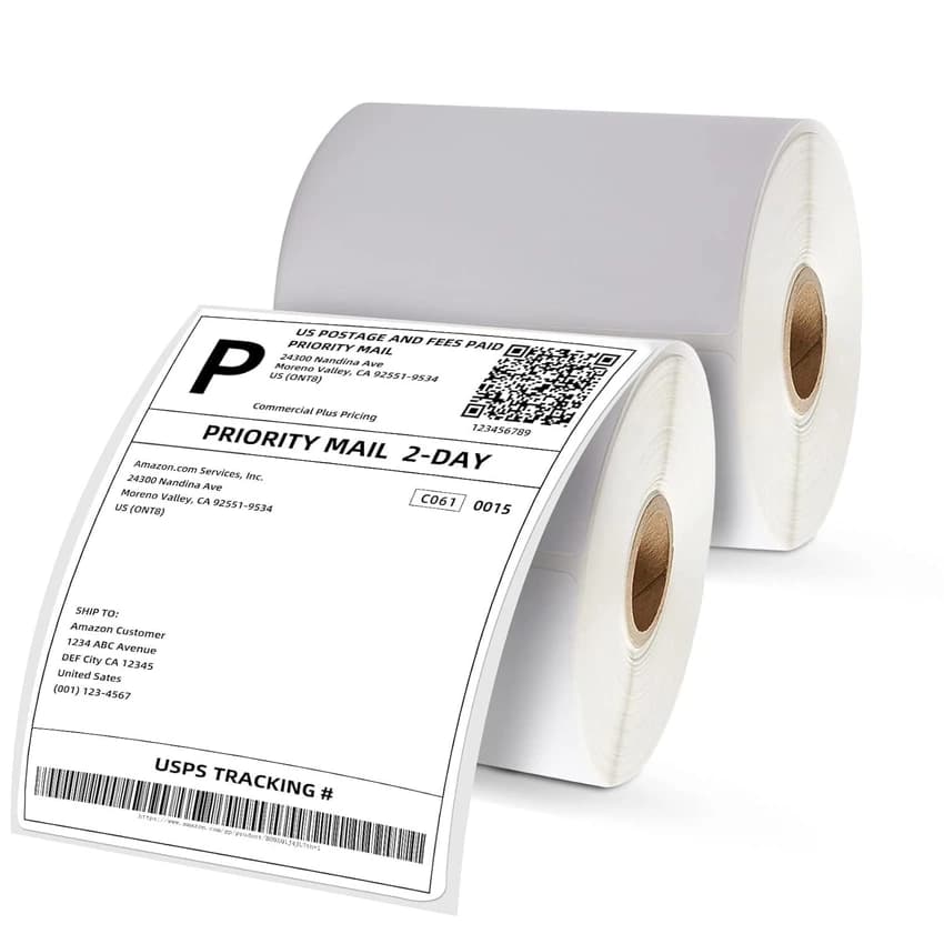 4x6 Thermal Shipping Labels Roll, 400 Perforated White Labels, Permanent Adhesive, Commercial Use
