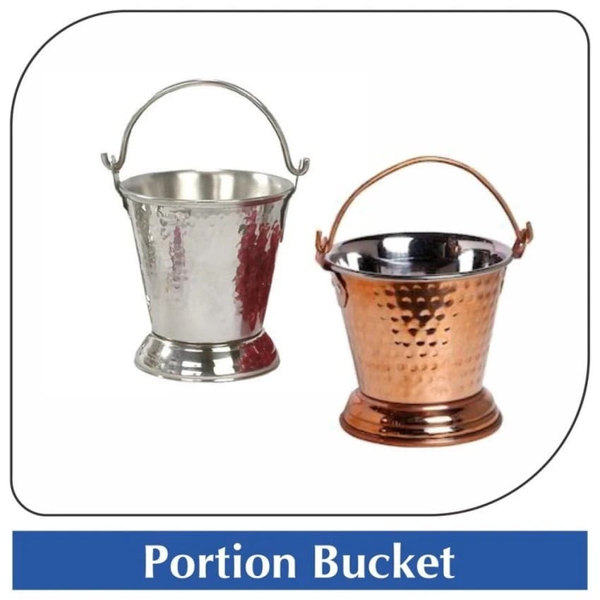 Polished Silver,Copper SS Portion Bucket, Capacity: 5 L