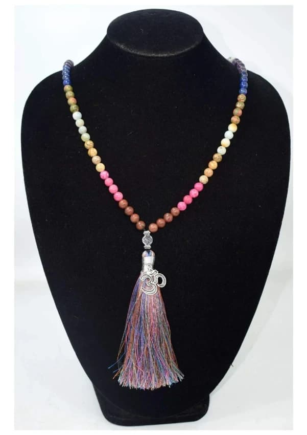 Gemstone with Om Charm Mala