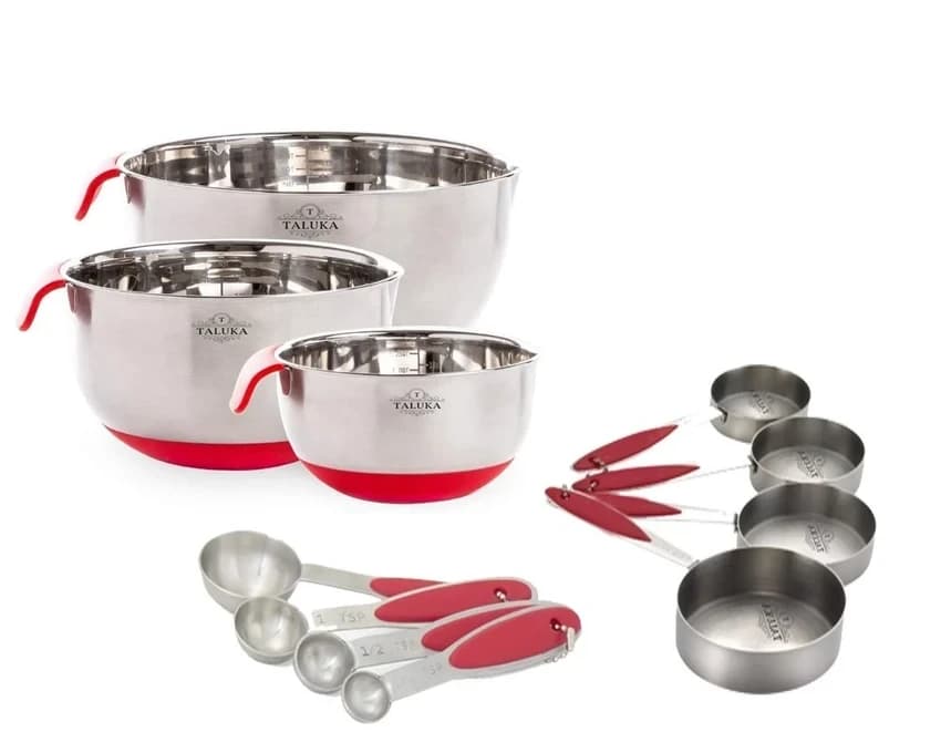 Taluka Stainss Steel Baking Bowl With Measuring Cup With Spoon, For Restaurant, Set Contains: 11