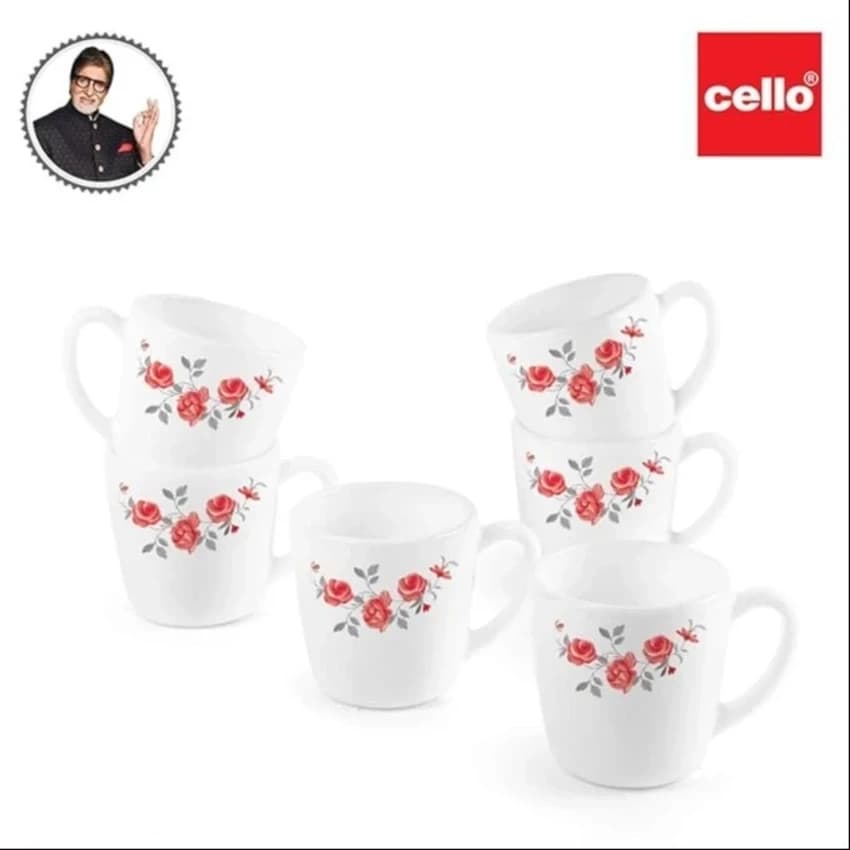 Imperial Red Rose Fantasy Ricca Mugs, 6 Pieces