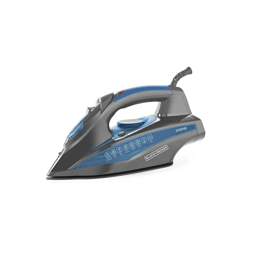 Black + Decker 2000W Steam Iron Press with Auto Shut Off Blue